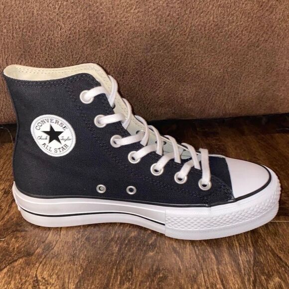 New Converse Canvas Black Platform CTAS Sneakers Black Various Sizes - Picture 2 of 4